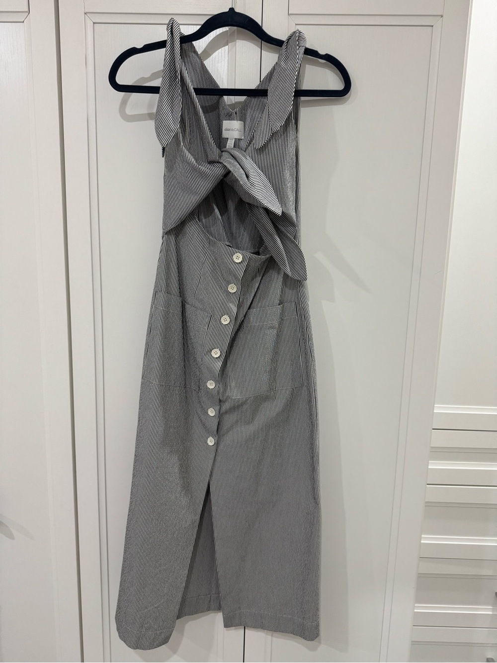 Alice McCall Gray Striped Tie-Front Midi Dress